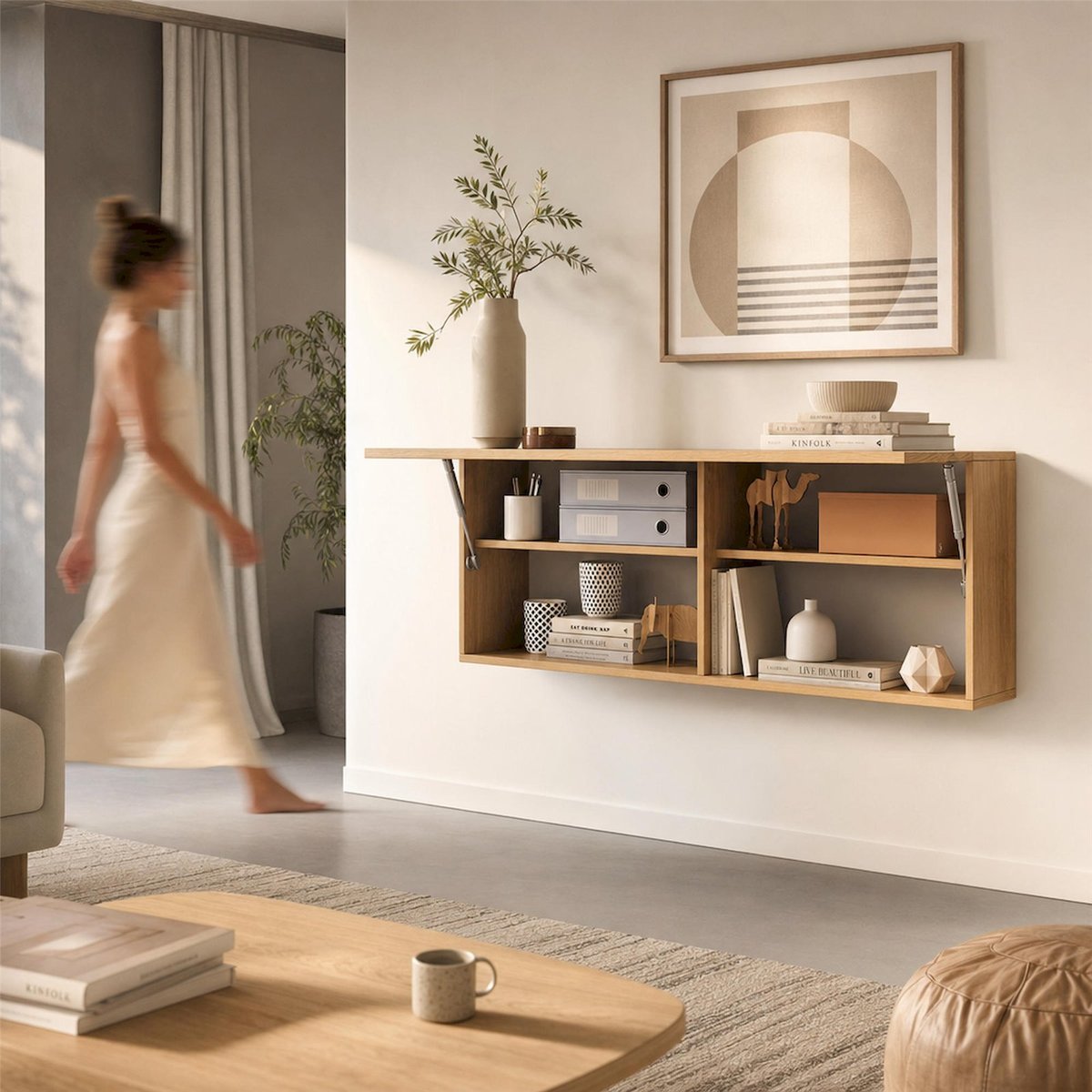 Meuble haut mural en bois collection TEEN FLEX hickory naturel, RECOLLECTION