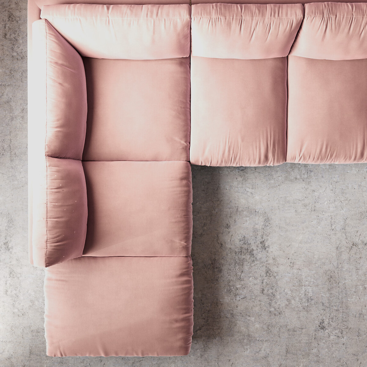 Denver Easy Velvet Corner Chaise Sofa blush pink, SWOON