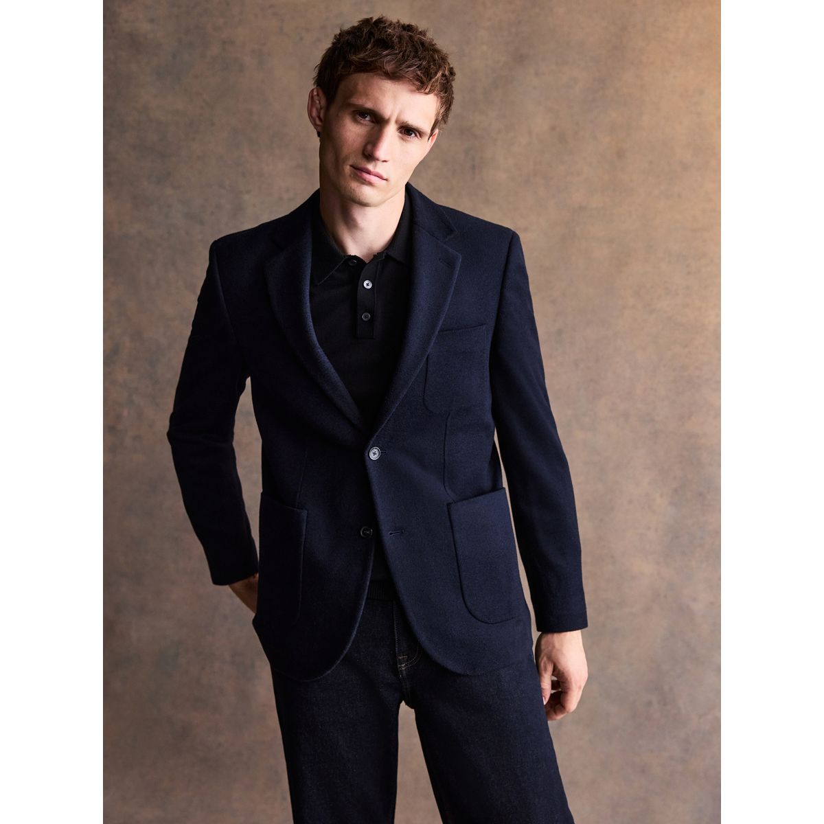 Blazer standard doux en laine majoritaire bleu marine, NEXT
