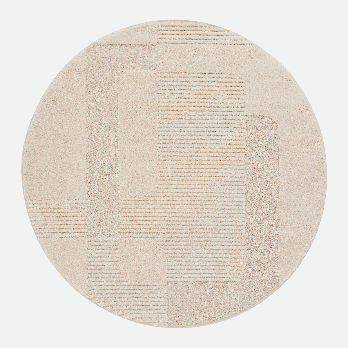 Tapis rond, motif géométrique reliéfé, LODGO ecru, LA REDOUTE INTERIEURS