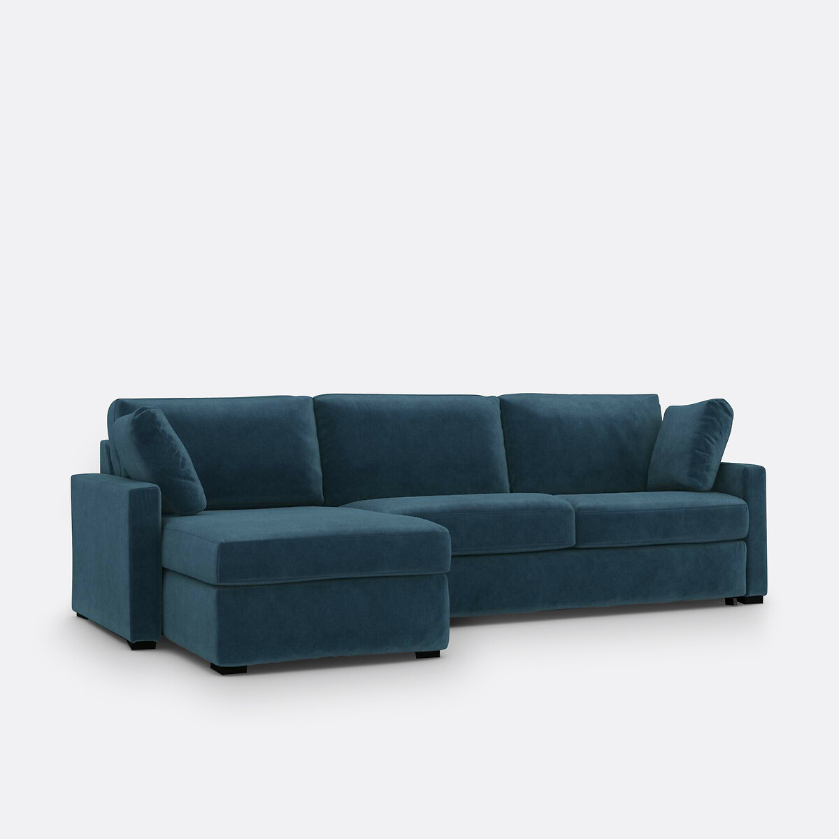 Canapé d'angle, convertible, 4 places, en velours, Comfort Bultex®, TIMOR bleu de prusse, LA REDOUTE INTERIEURS