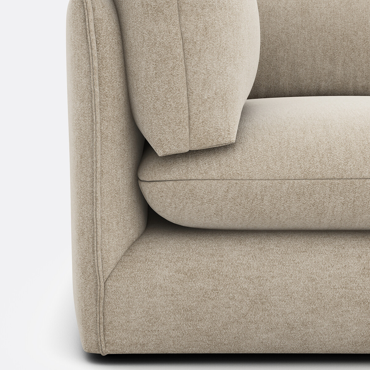 Canapé modulable 3 places avec pouf, en polyester chiné, MALO beige, LA REDOUTE INTERIEURS