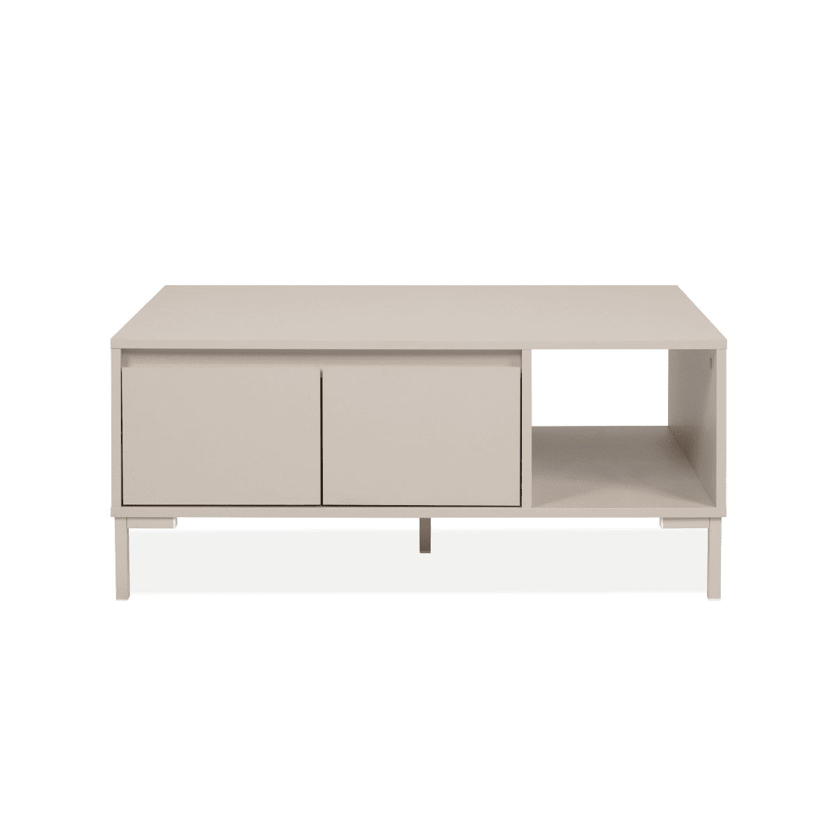 Table basse 2 portes, 1 niche NERIO beige, CALICOSY