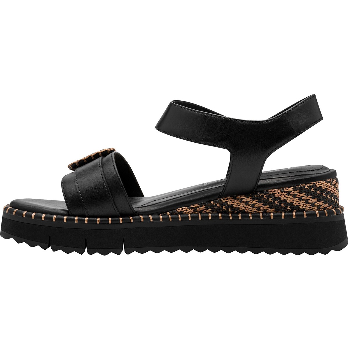 Leather Wedge Sandals black, TAMARIS