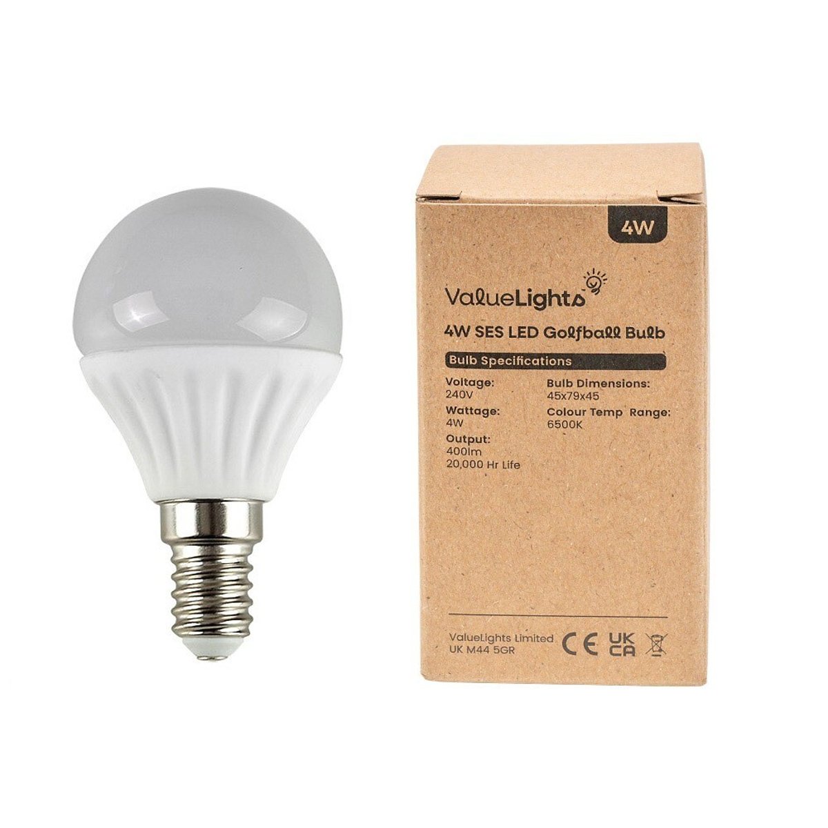 Set of 2 4W SES LED Globe Bulbs in Cool White transparent white, MINISUN
