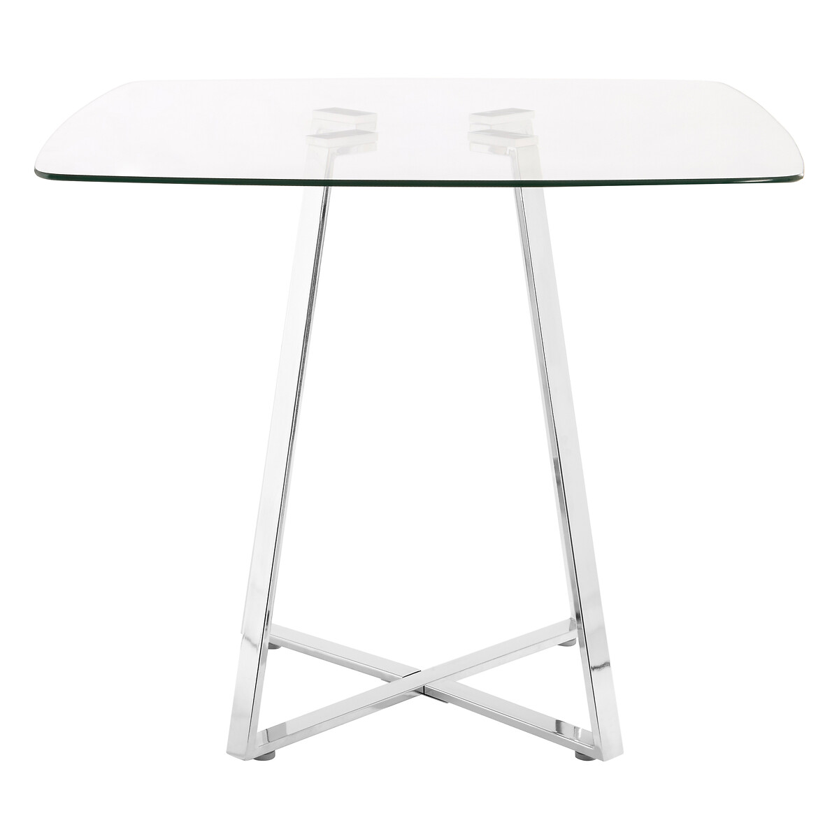 Square Dining Table with Glass Top and Chrome Leg (Seats 4) chrome, SO'HOME