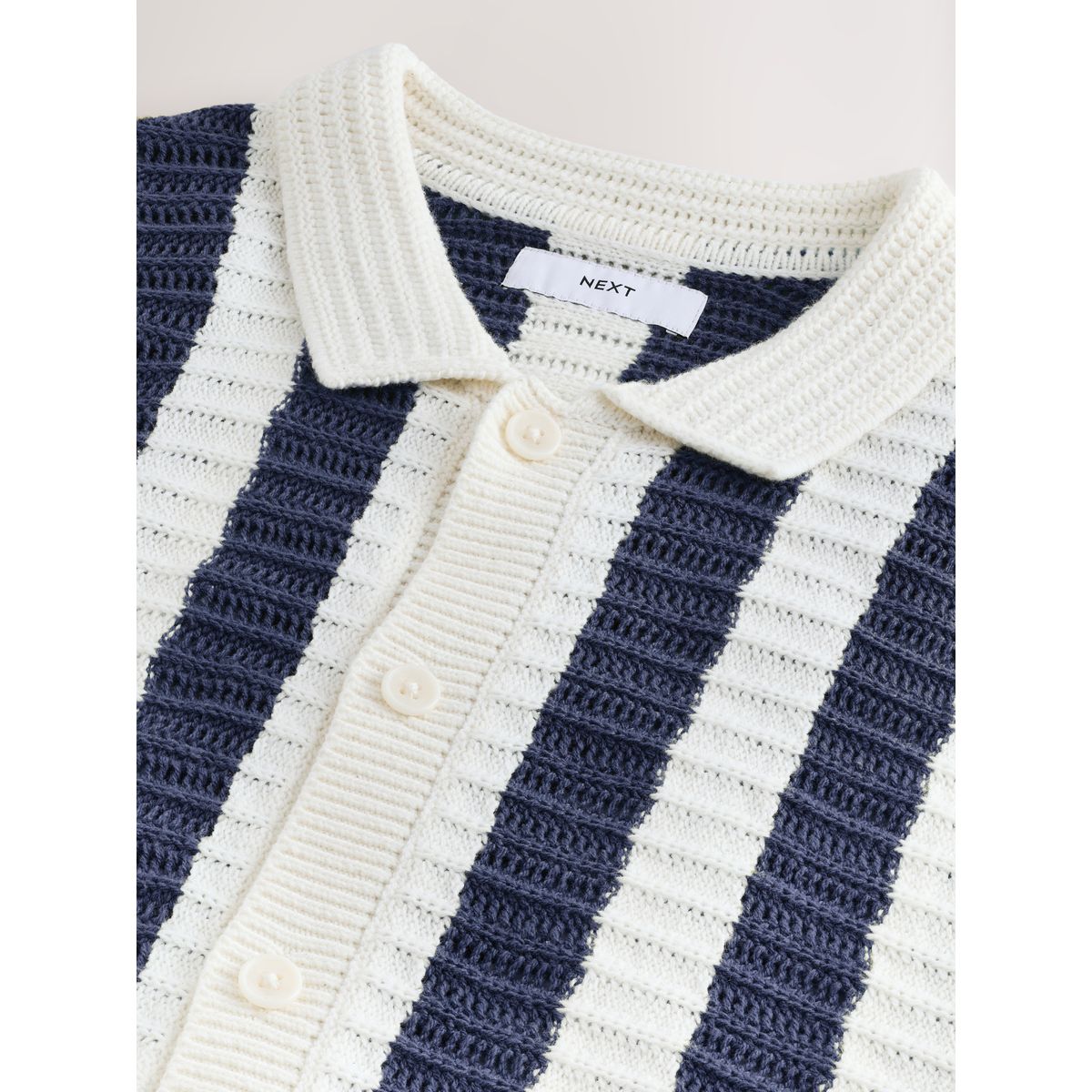 Chemise en maille crochet à rayures blanc/bleu marine, NEXT