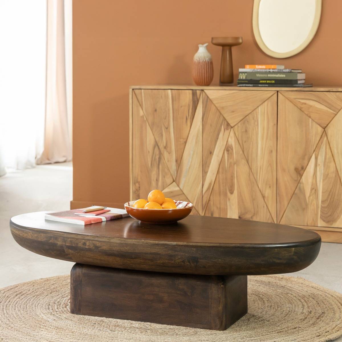 Table basse en bois de manguier MORANA bois foncé, MADE IN MEUBLES 
