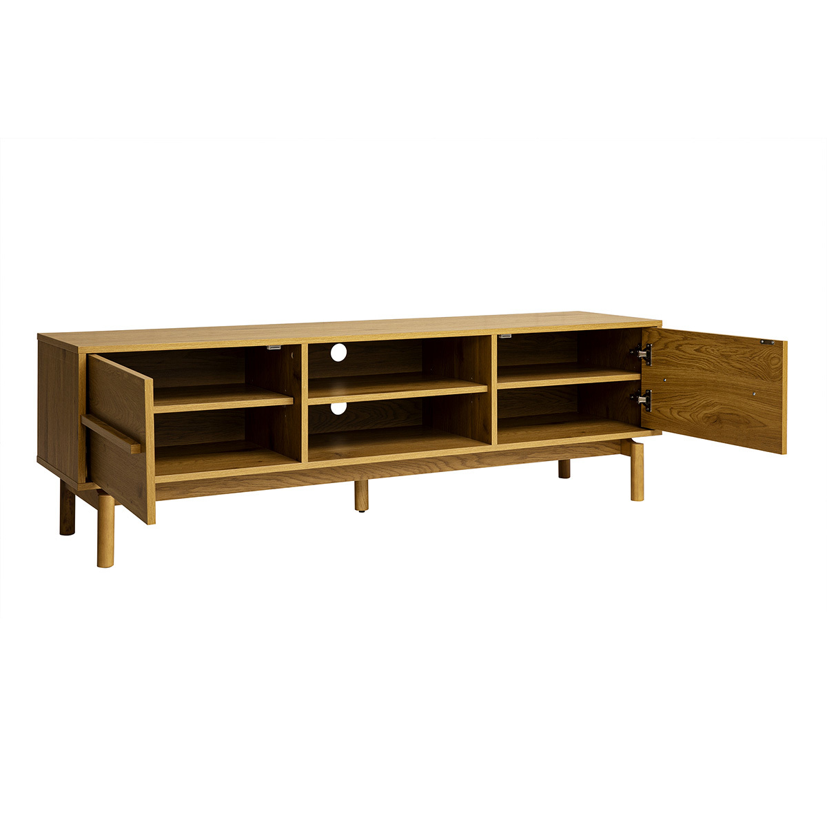 Meuble TV finition bois chêne L160 cm YSEULT chêne clair, MILIBOO