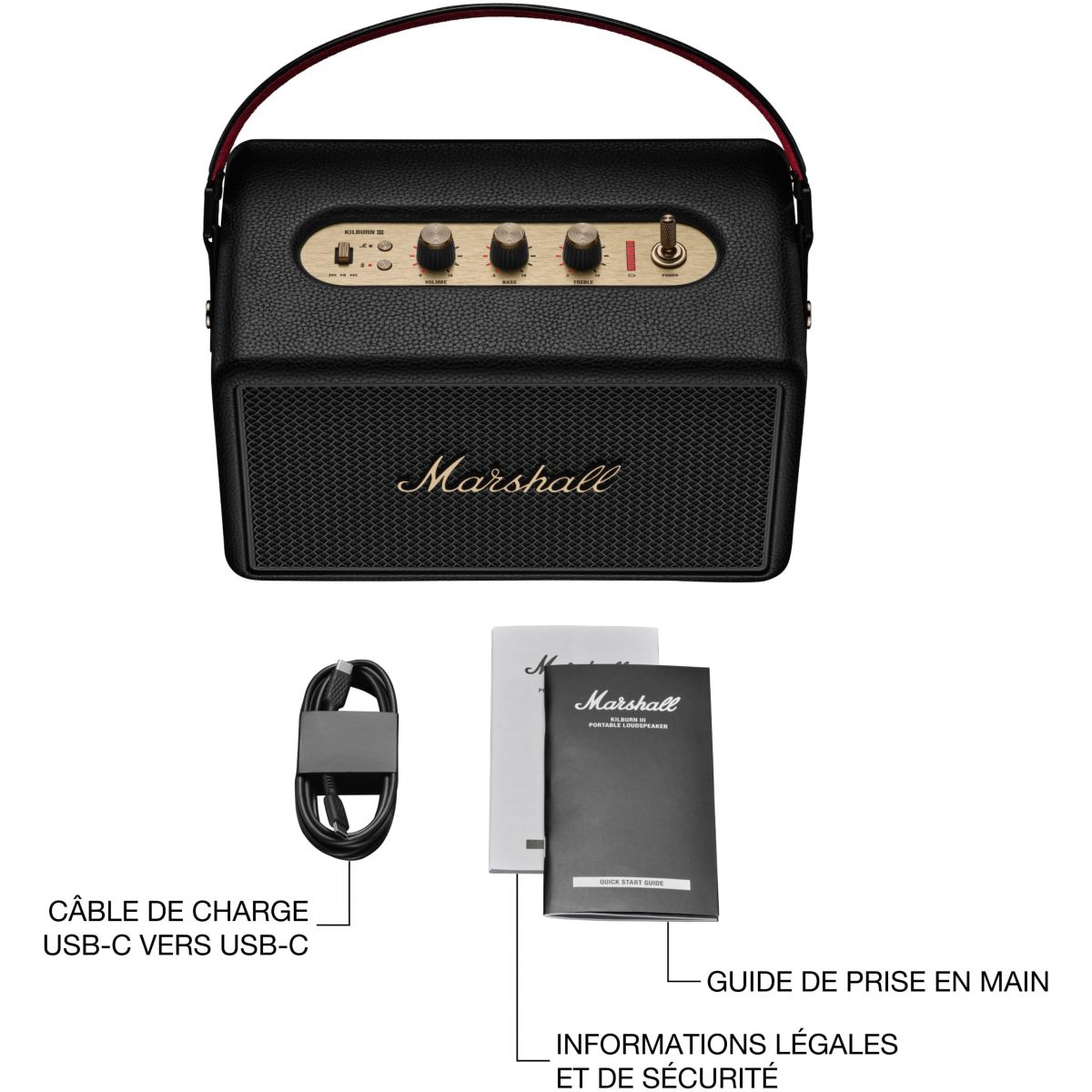 Enceinte portable Kilburn III Black and Brass noir, MARSHALL