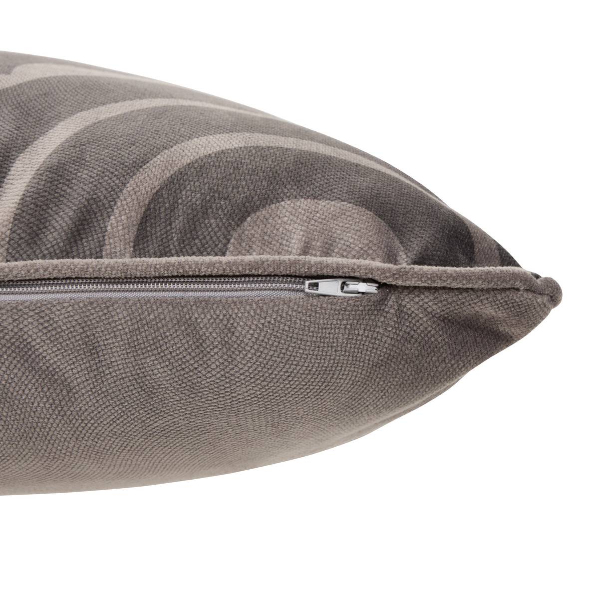 Coussin rectangulaire en velours imprimé LILOU gris foncé, ATMOSPHERA