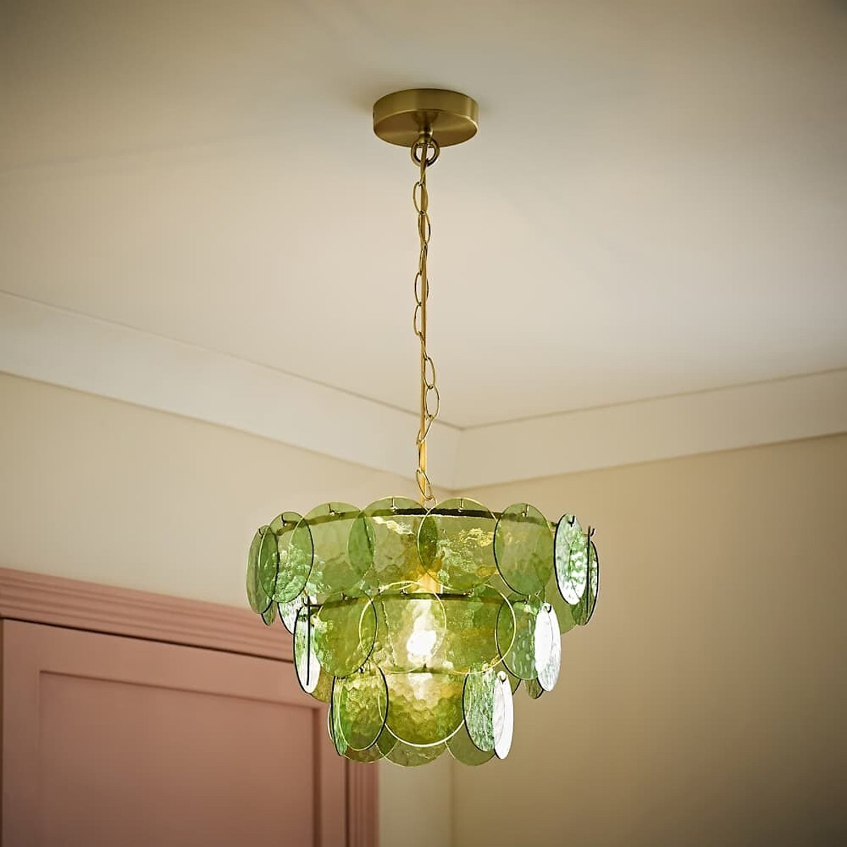 Jemima 3-Tier Disc Chandelier with Bulb green, ÉDITÉ