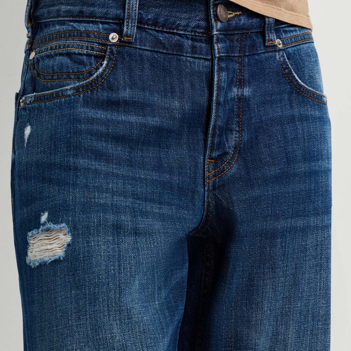 Craft - Jean Coupe Boyfriend, Taille Moyenne classique mid blue damage, PEPE JEANS