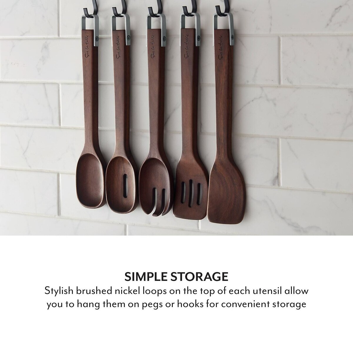 SLT Core 5-Piece Utensil Set brown , SUR LA TABLE