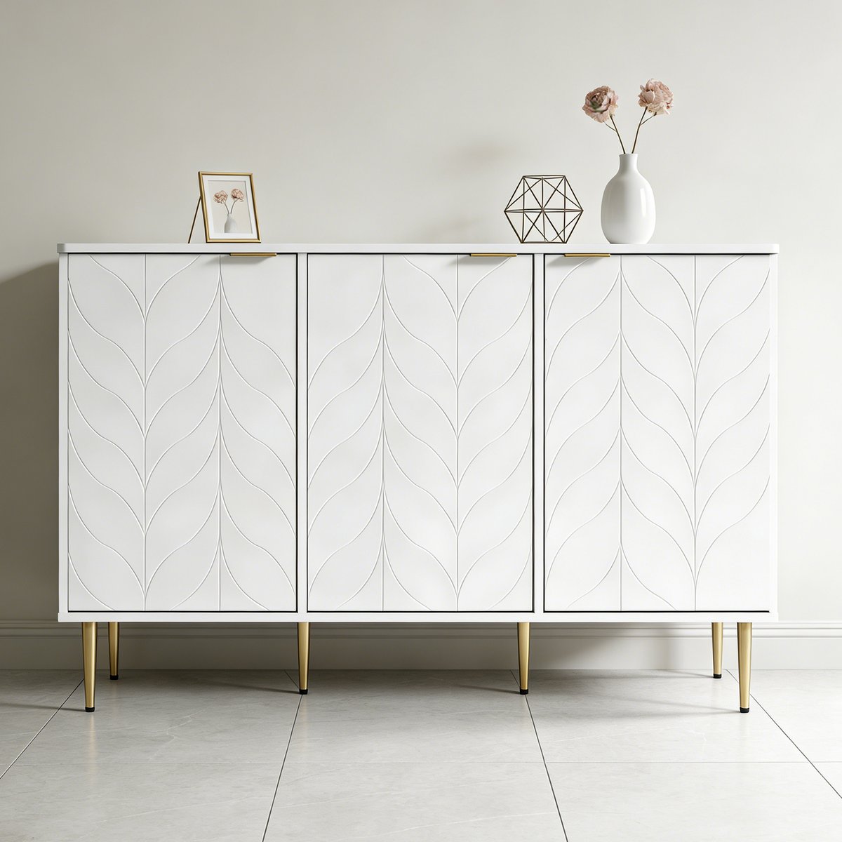 Armoire de rangement avec 3 portes style moderne, BABEDE blanc, MEUBLES COSY