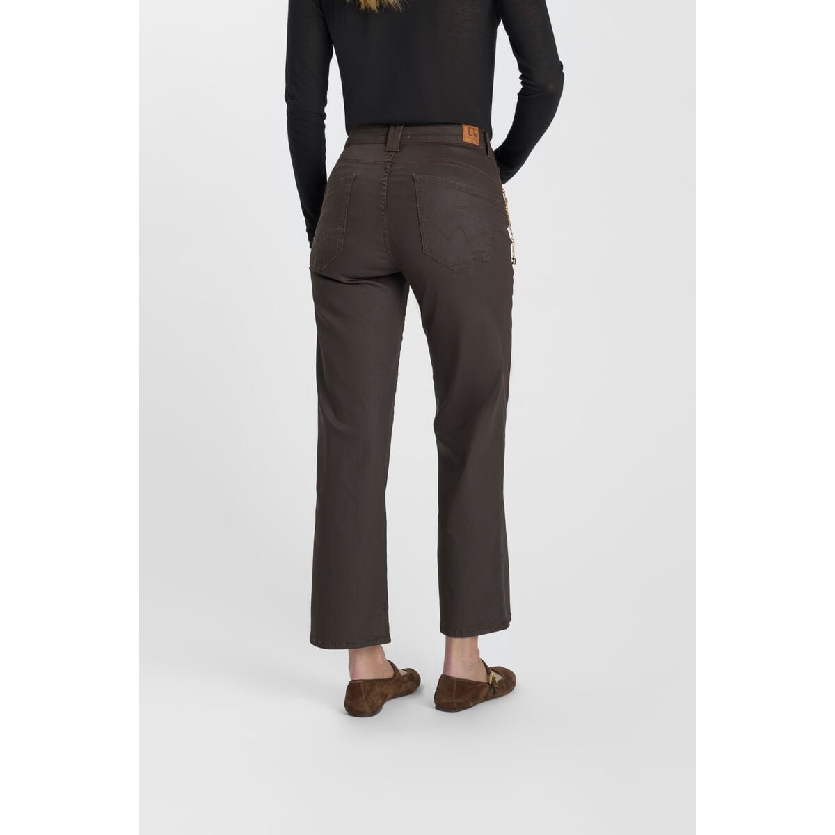 Jeans loose, large pulp wide leg , 7/8ème brown, LE TEMPS DES CERISES