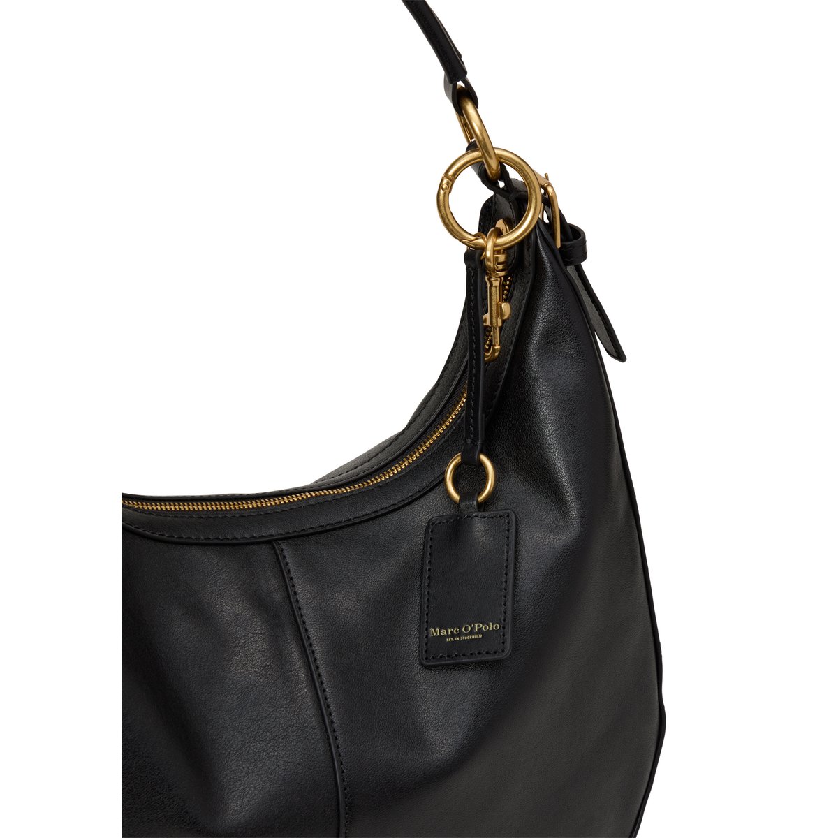 Sac à bandoulière modèle Philine moyen en cuir de vachette souple noir, MARC O'POLO