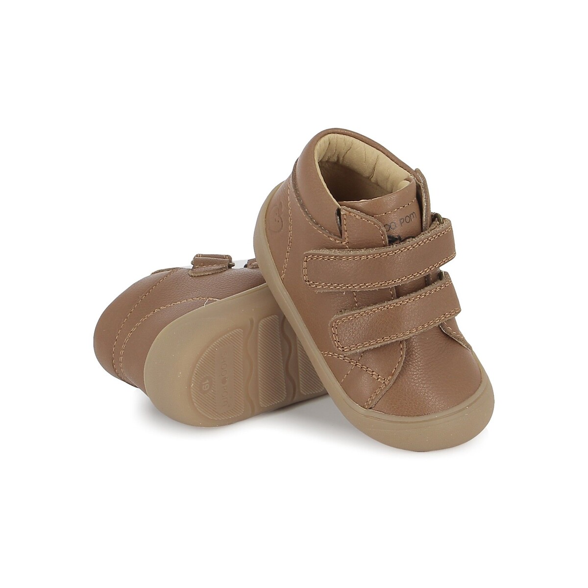 Baskets montantes Barefoot à scratchs, en cuir, PLUM EASY camel, SHOO POM