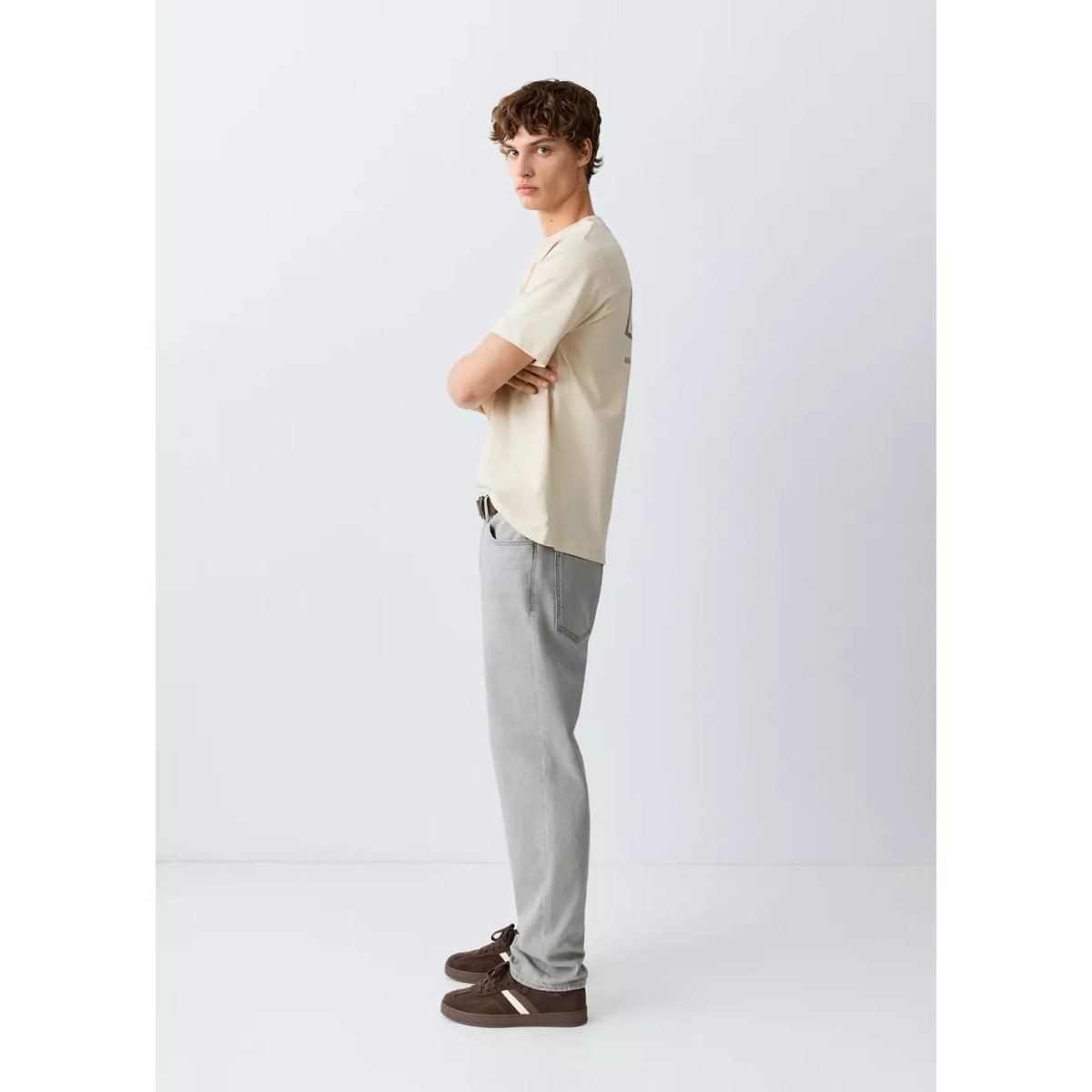 Jean regular-fit gris denim, MANGO TEEN