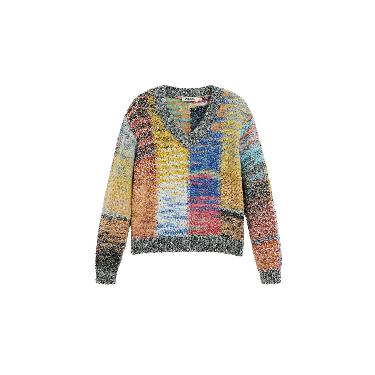 Pull court en grosse maille rouge, DESIGUAL