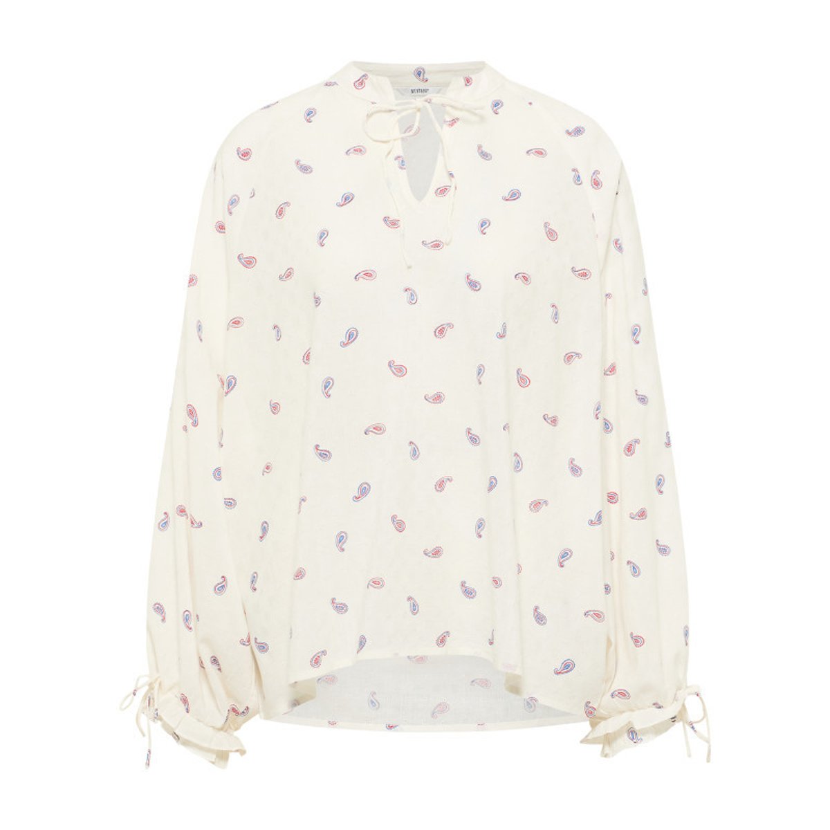 Blouse écrue ornée d'un motif fantaisie avec un col tunisien ecrue, MUSTANG
