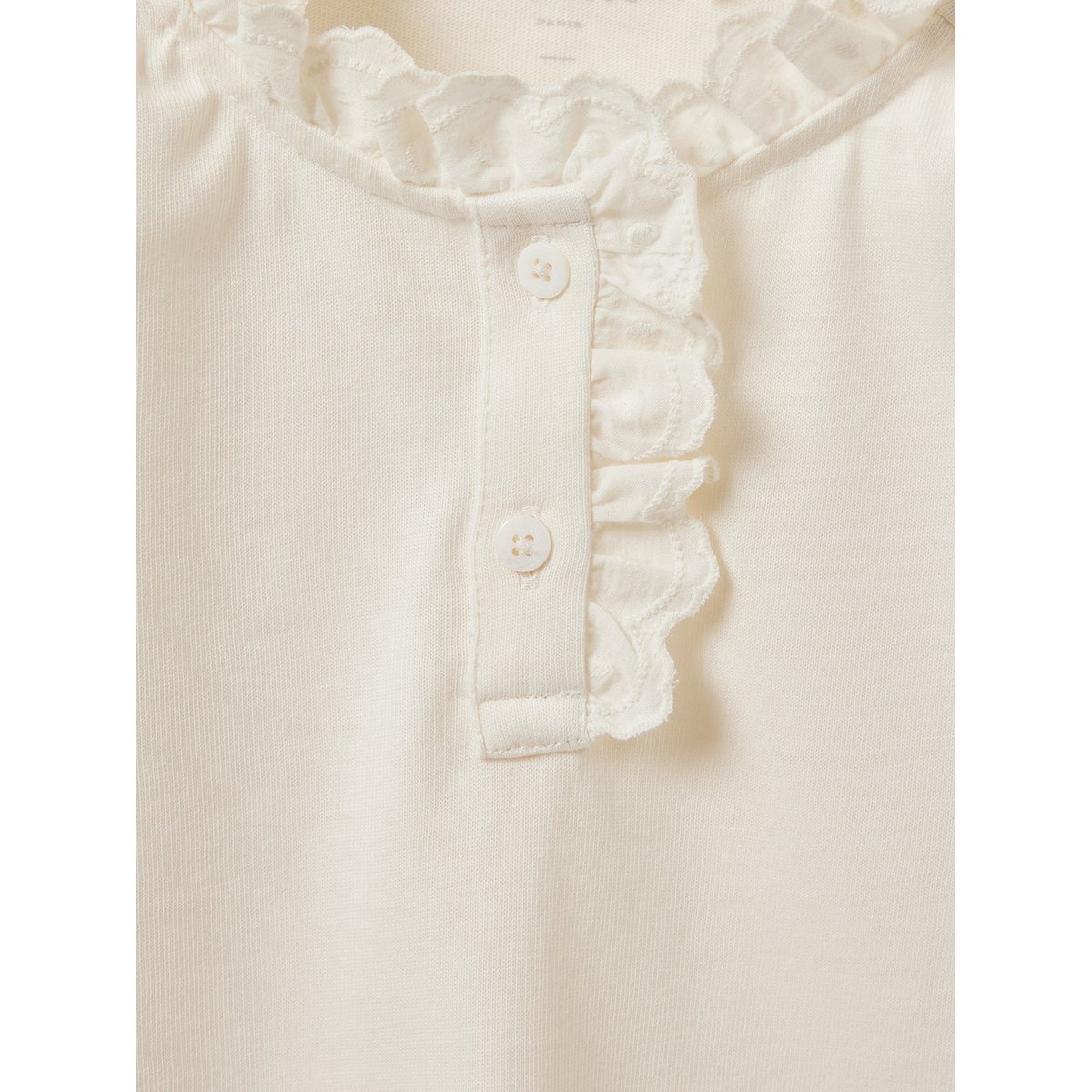 T-shirt col montant brodé - coton biologique ecru, CYRILLUS
