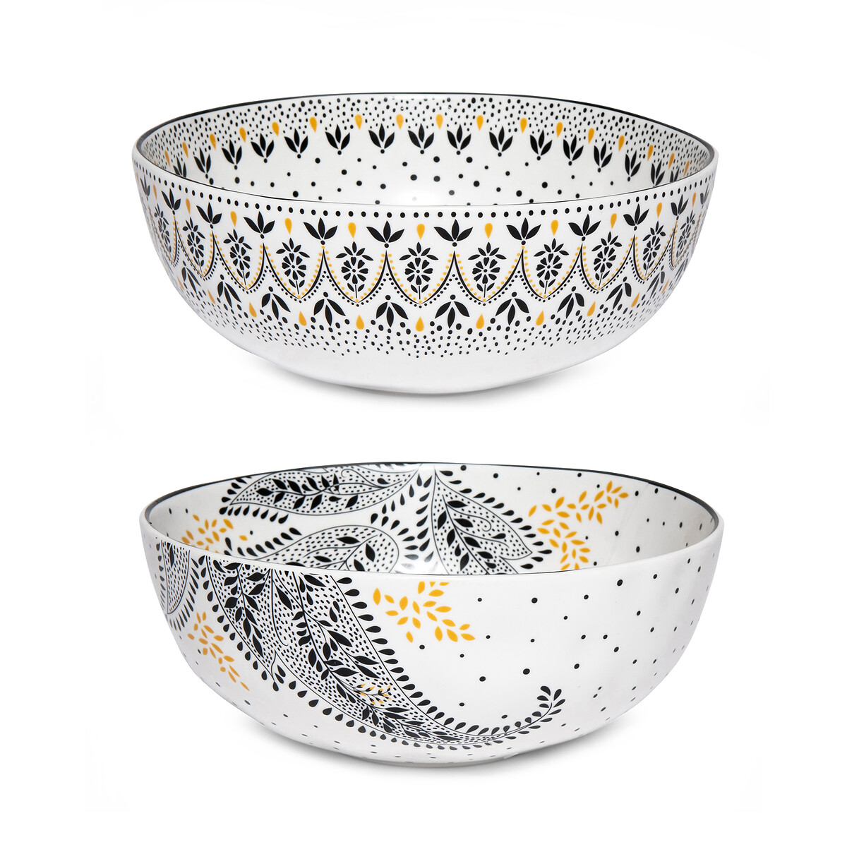 Set of 2 Artisanne Noir Large Bowls white, SARA MILLER