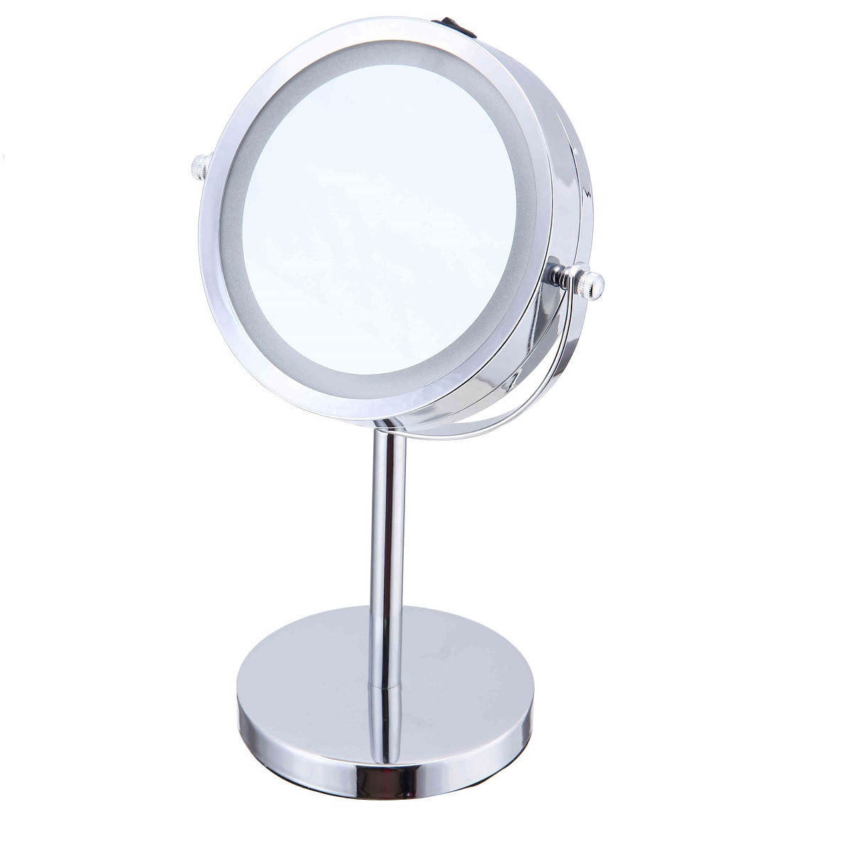 Miroir grossissant en métal inox à LED LUMI gris, GUY LEVASSEUR