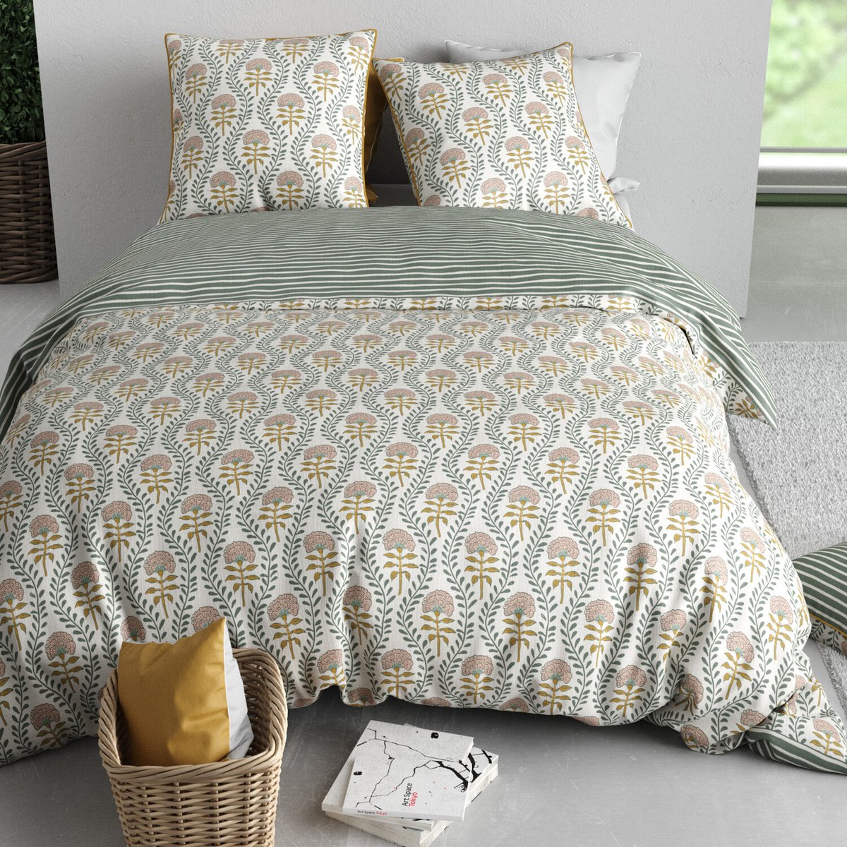 Parure housse de couette en coton imprimée, Pietra imprime, C DESIGN HOME TEXTILE