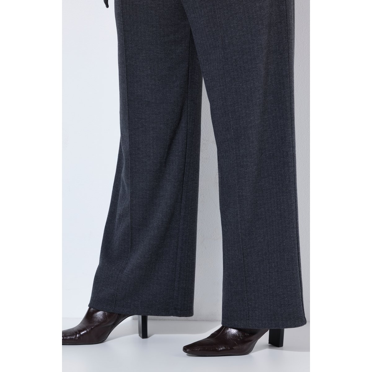 Pantalon Rose, motif à chevrons chiné anthracite, ULLA POPKEN