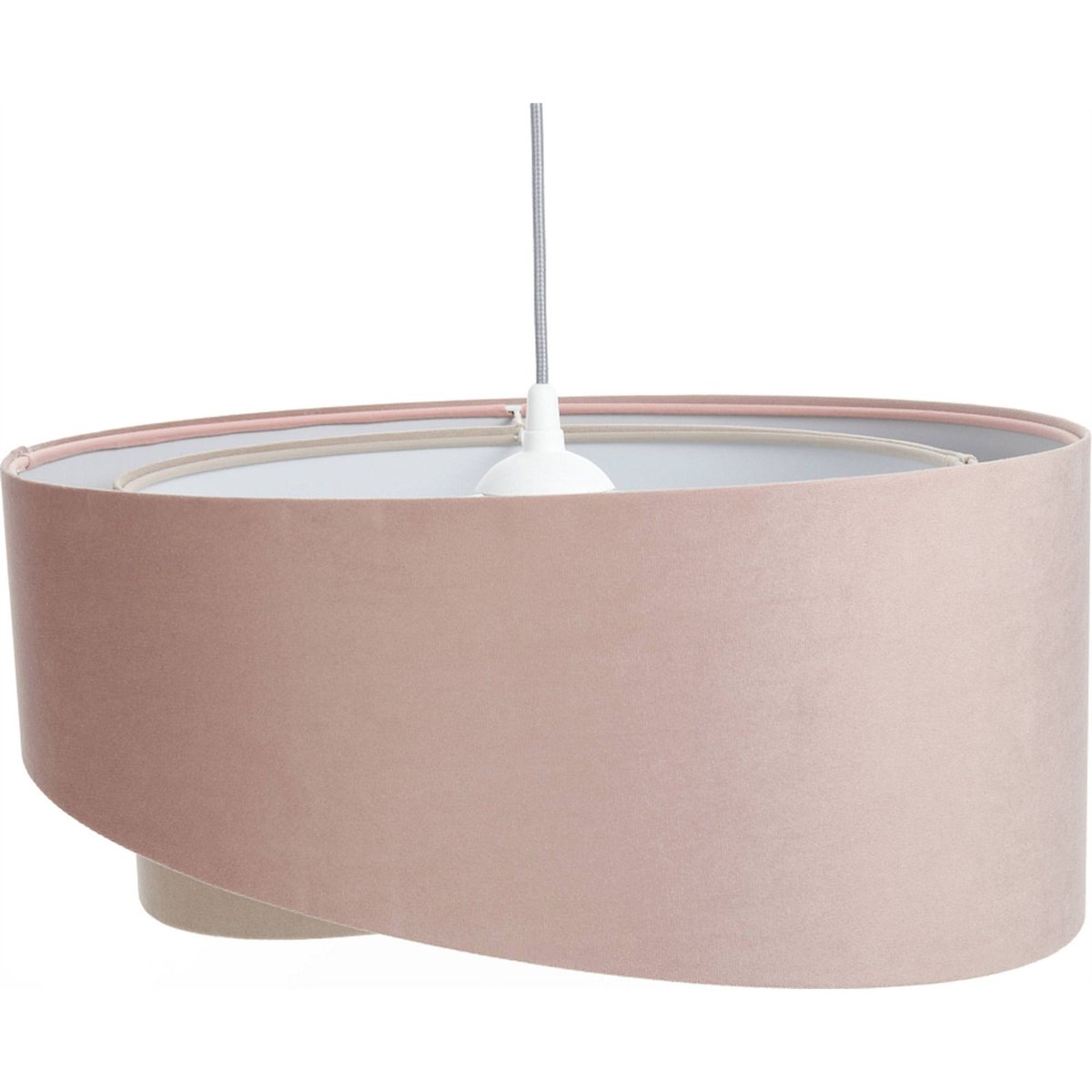Suspension ronde en velours lumière douce Jasmin bebe gris clair avec velours rose poudré, BPS KONCEPT
