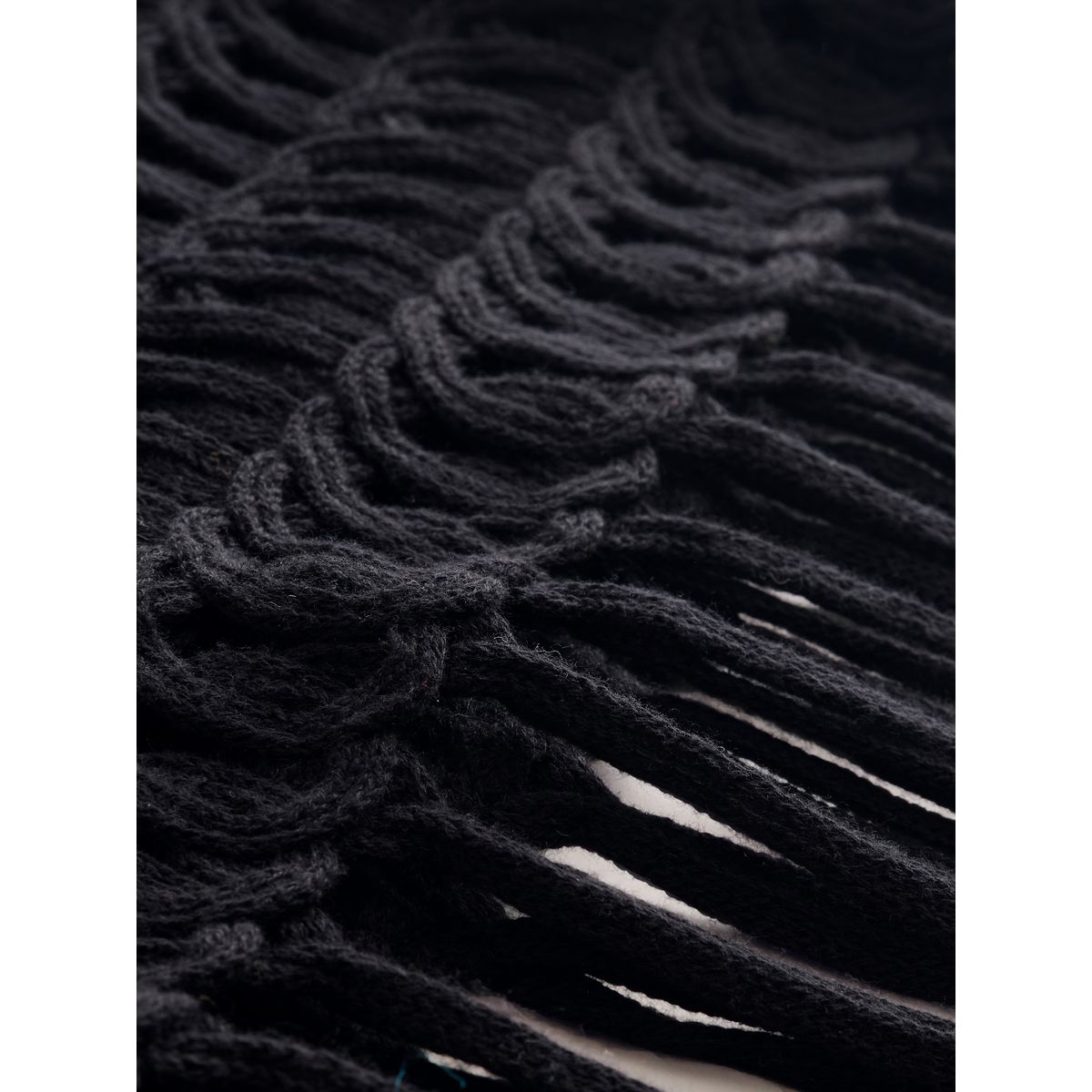 Débardeur en maille de crochet à franges noir, NEXT