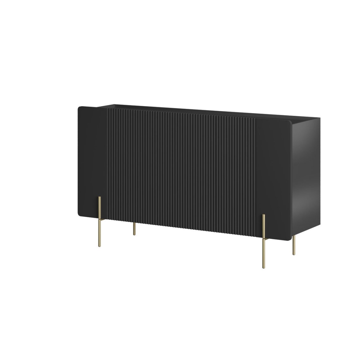 Buffet bas en panneaux de particules et MDF 4 portes 150 cm, MATHILDE noir, BOBOCHIC