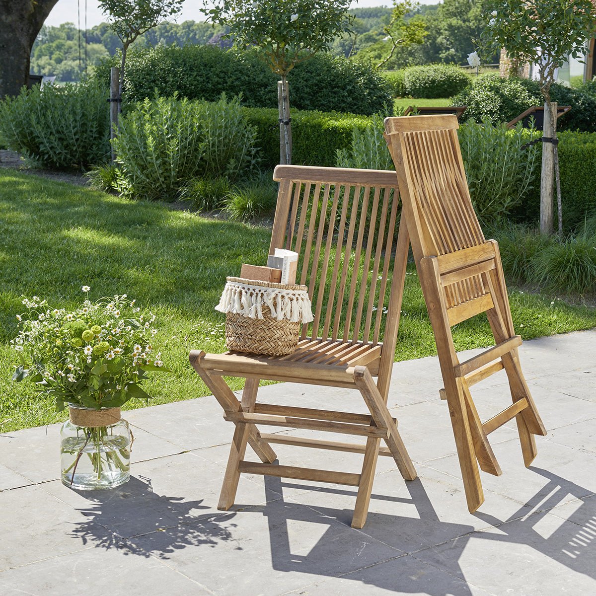 Chaise de jardin en teck huilé pliante BALI marron, BERAH GETAH