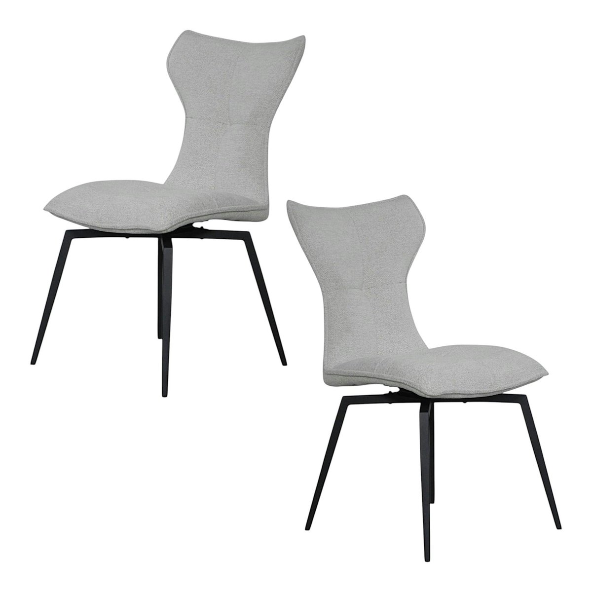 Chaise beige pivotante en velours avec passepoil (lot de 2) LOMBARDIE taupe, PIER IMPORT