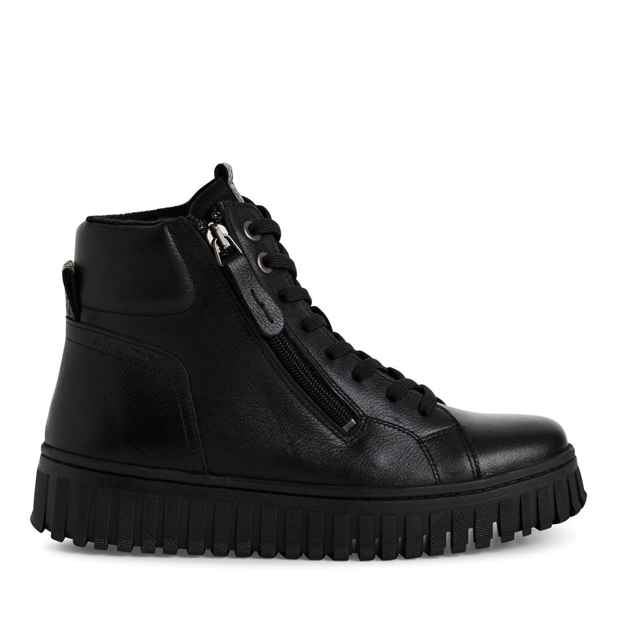 Bottine en cuir noir cuir, TAMARIS