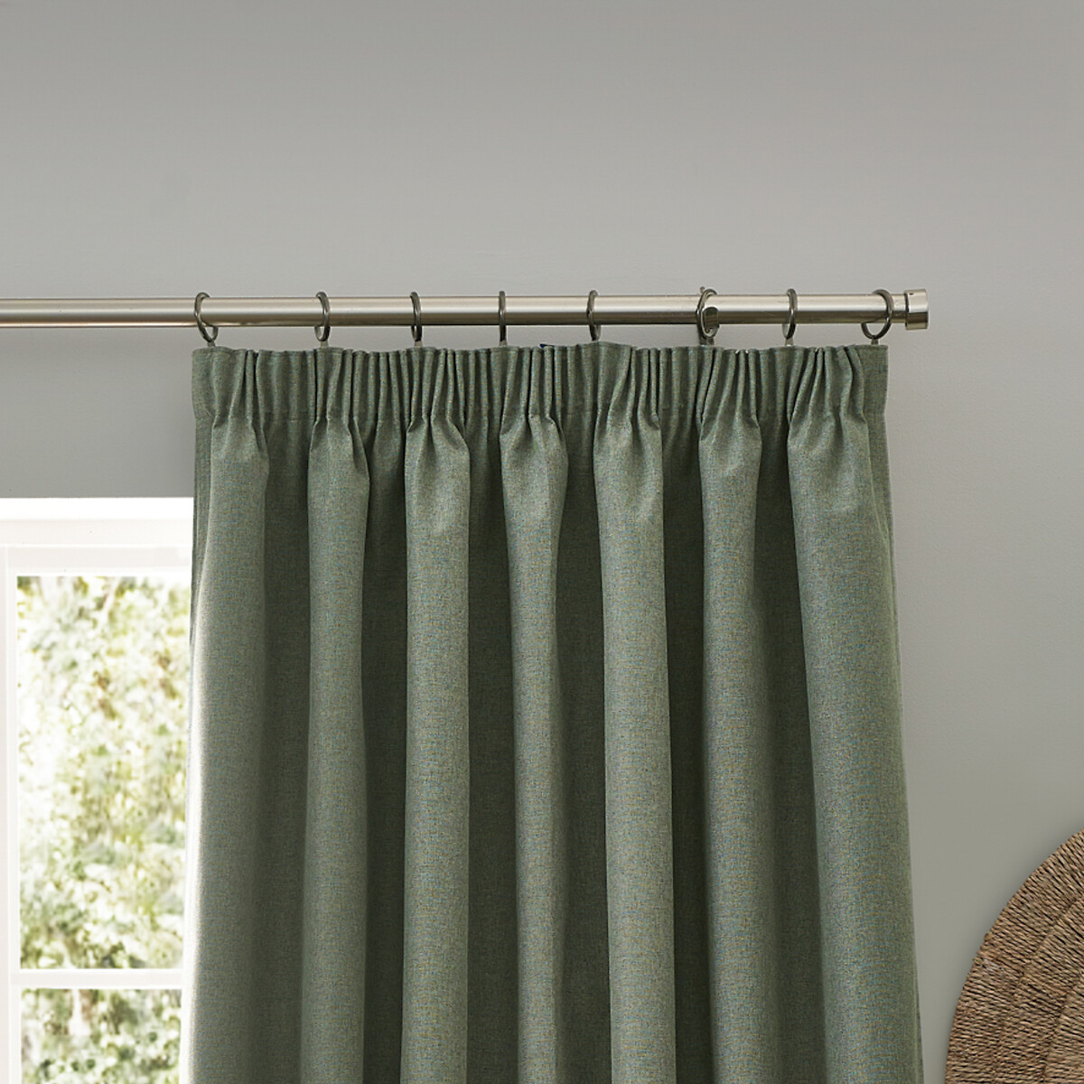 Dawn Blackout Pencil Pleat Curtain  eucalyptus, FURN.