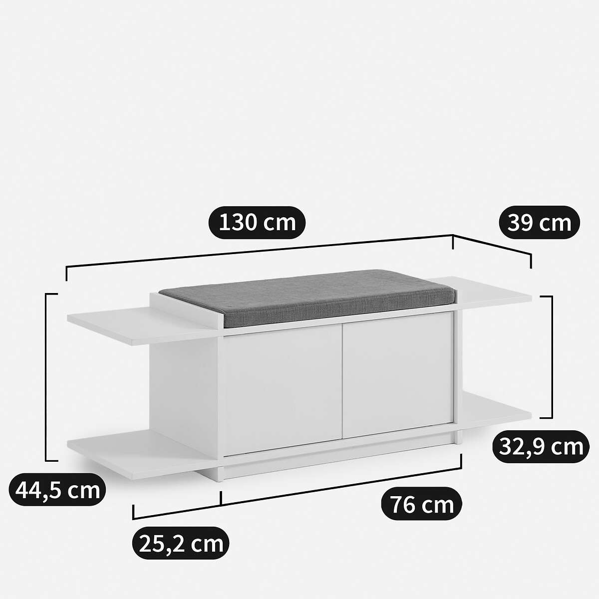 Banc d'entrée, avec coussin d'assise, MILOR ivoire, LA REDOUTE INTERIEURS