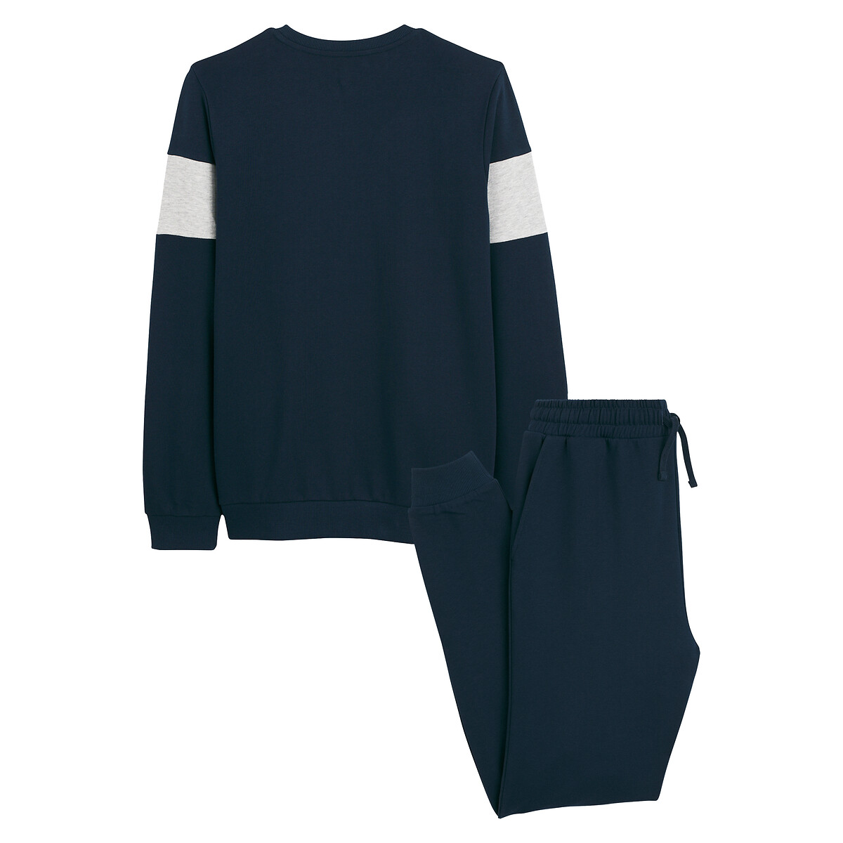 Campus Print Fleece Pyjamas in Cotton Blend navy blue/grey marl, LA REDOUTE COLLECTIONS