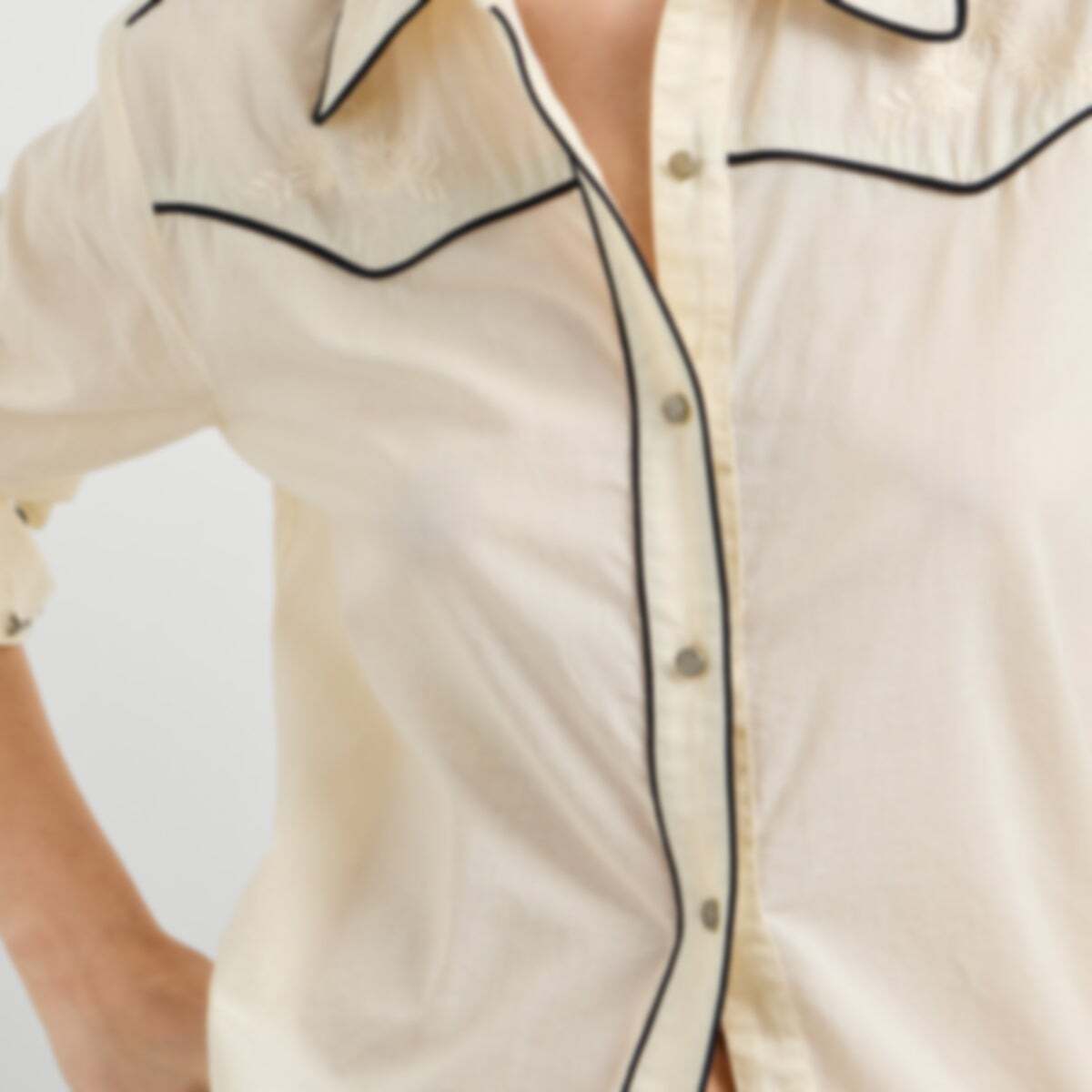 Chemise Brodée Avec Bordures blanche toile, PEPE JEANS