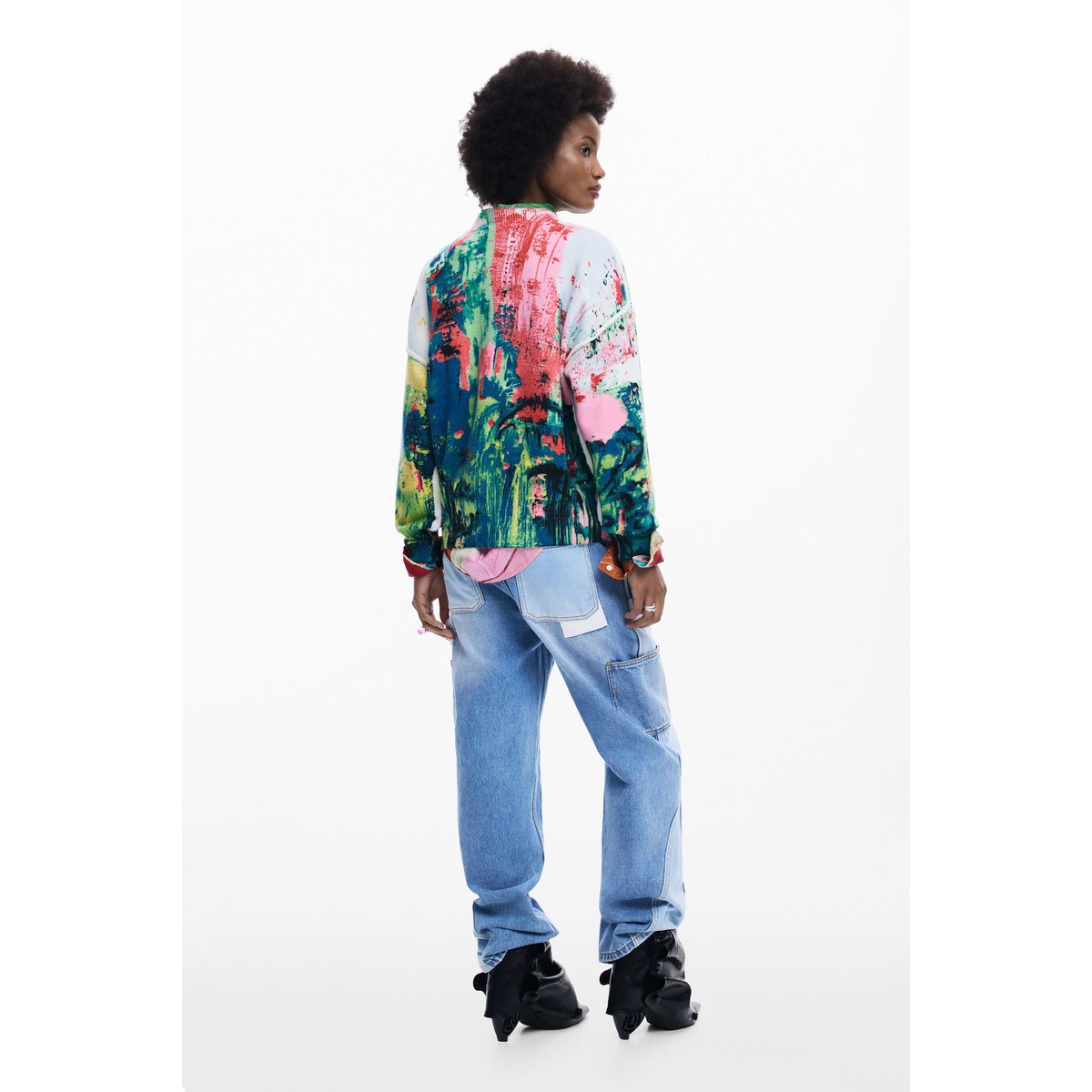 Pull arty imprimé vert, DESIGUAL