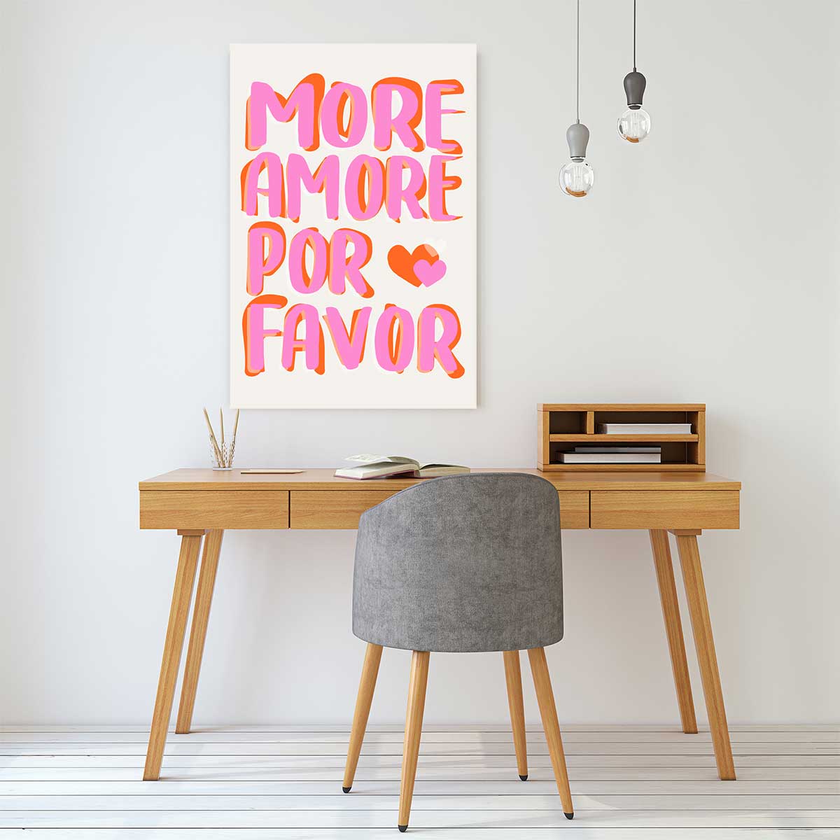 Tableau minimaliste more amore toile imprimée, HEXOA