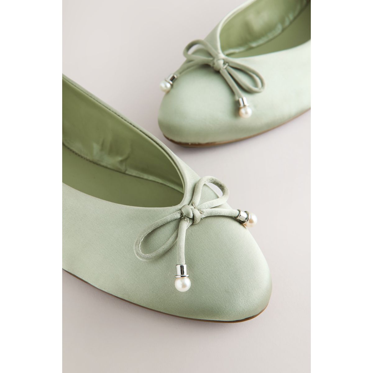 Ballerines avec nœud vert sauge, NEXT