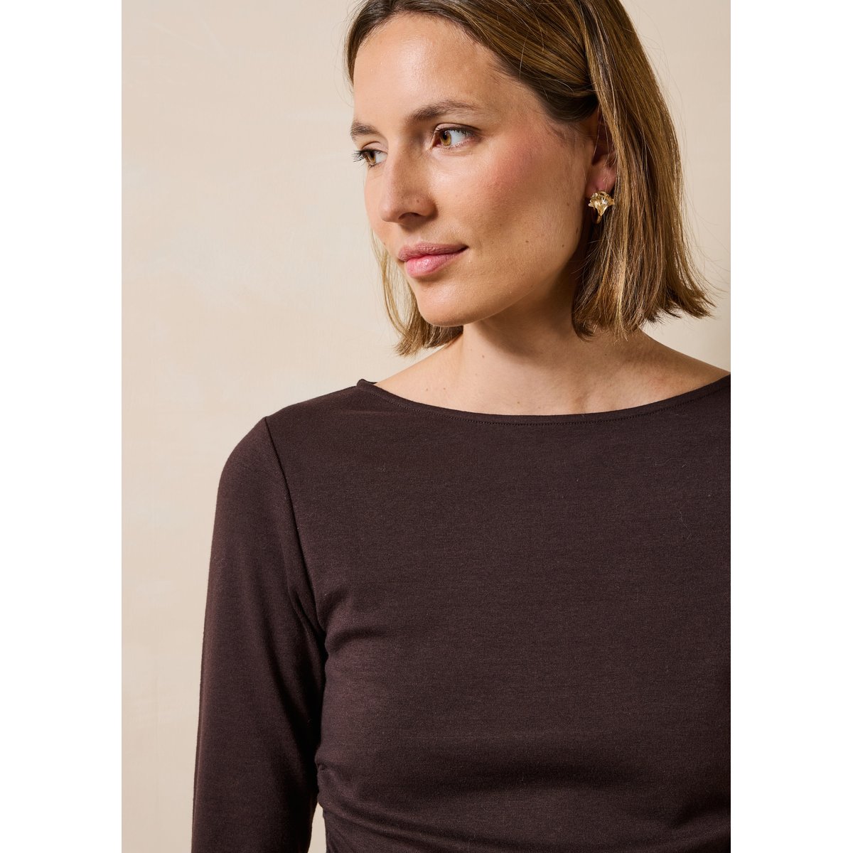 T-shirt en jersey manches longues ganache, LA FEE MARABOUTEE