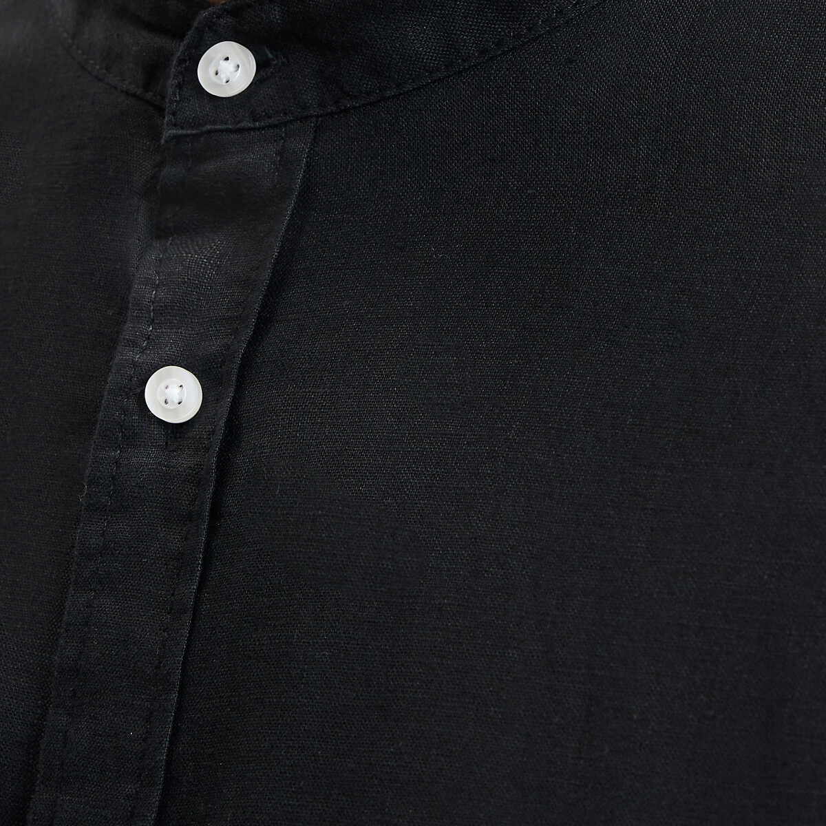 Chemise droite, col mao en lin, Signature AURELE noir, LA REDOUTE COLLECTIONS