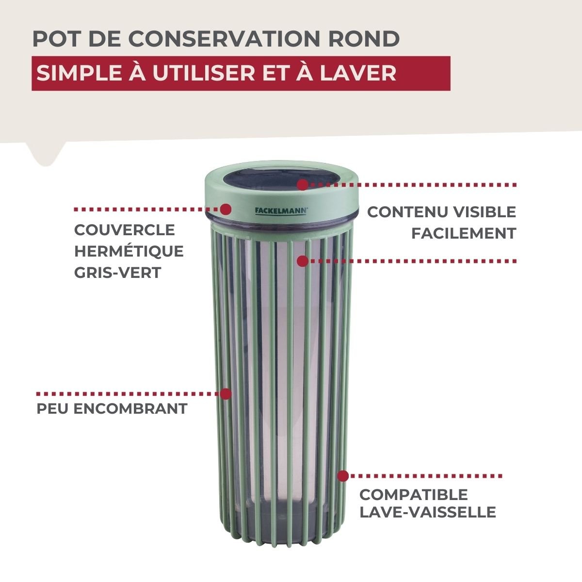 Boite à Provisions 1,7 Litre STORAGE transparent,vert, FACKELMANN