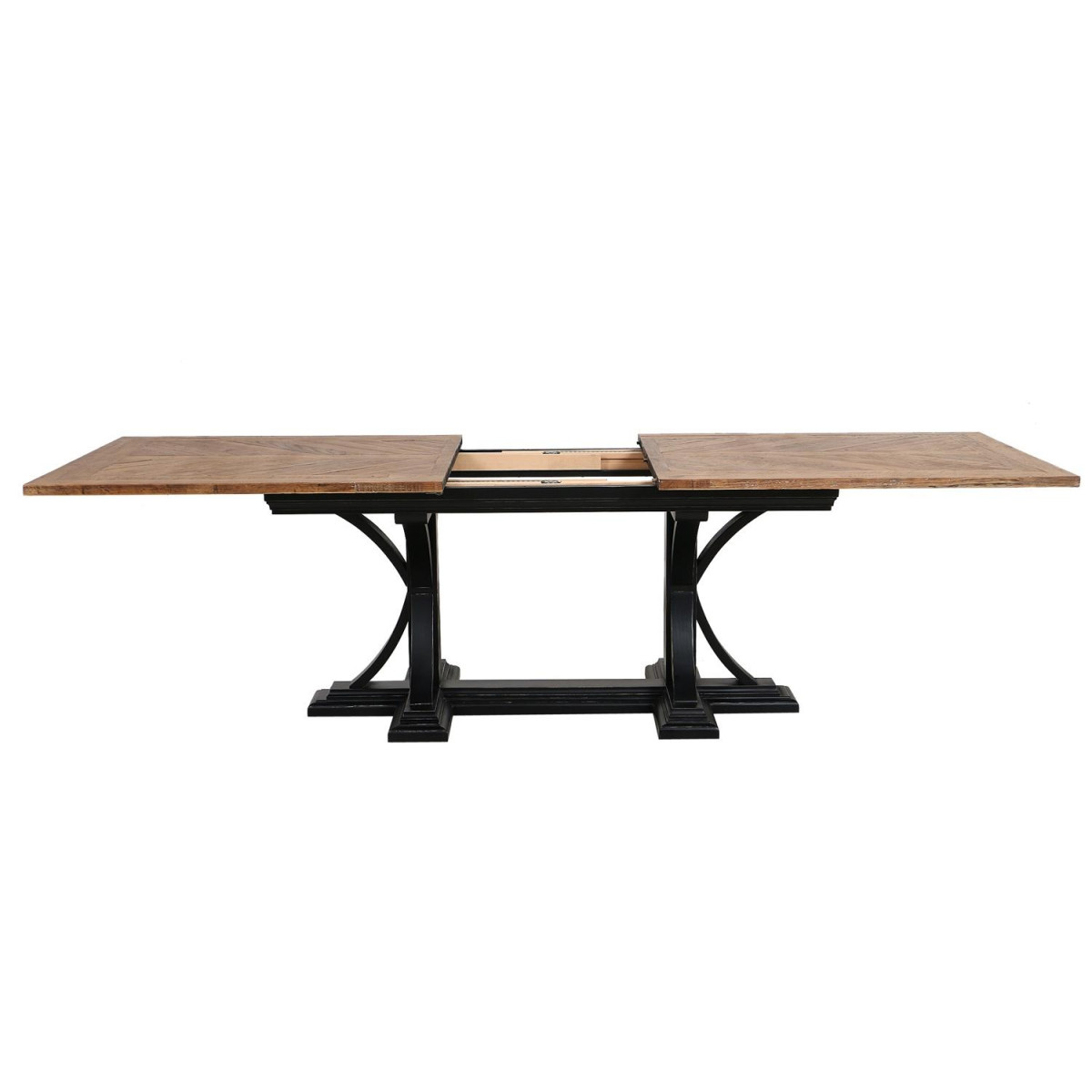 Table rectangulaire extensible 1 allonge - noir, INTERIOR'S