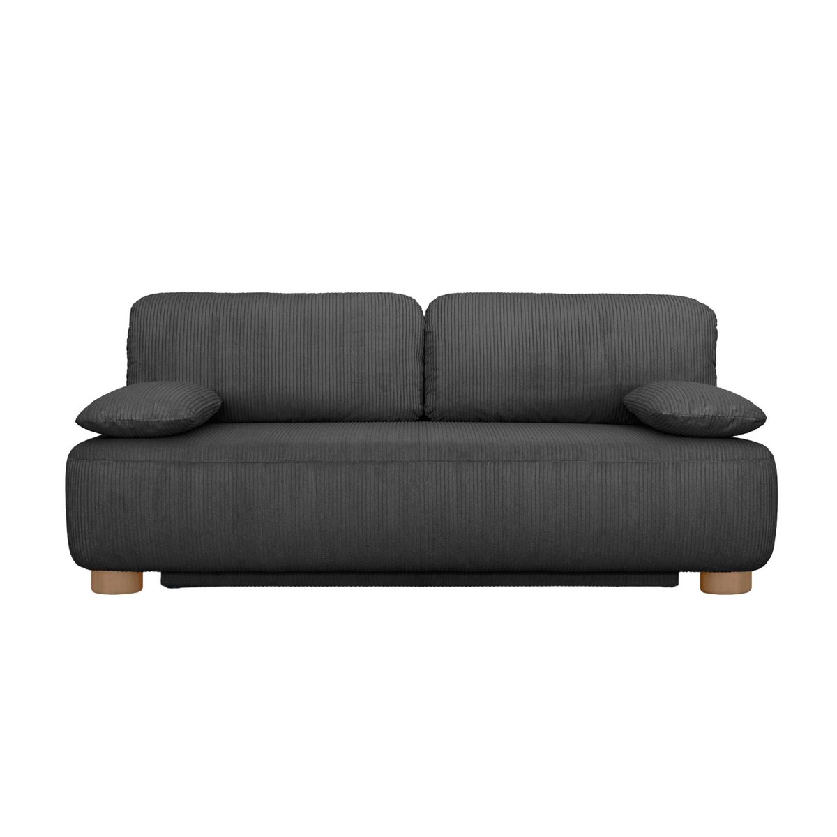Banquette convertible 3 places velours côtelé avec coffre SELMA anthracite, SWEEEK
