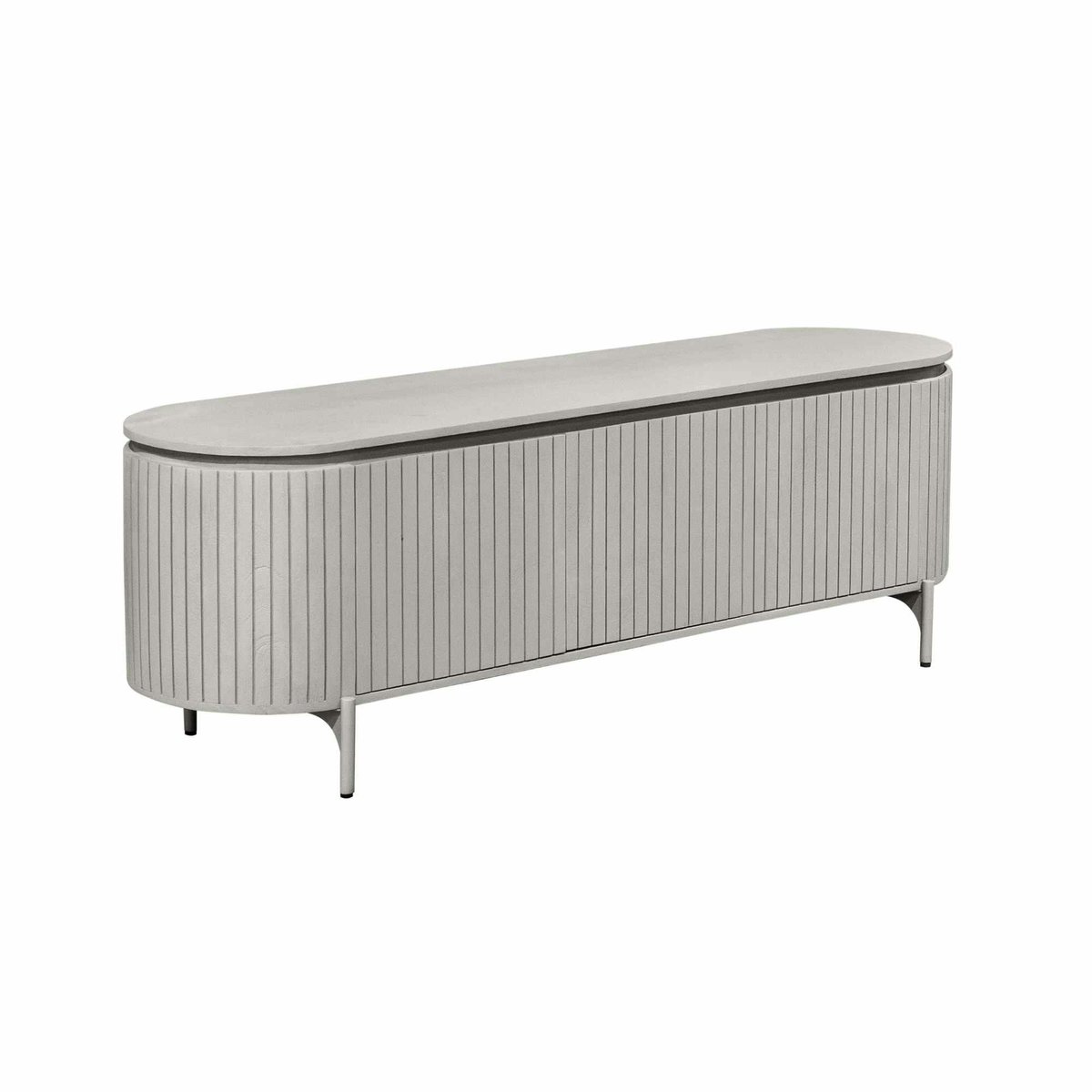 Meuble TV ovale en bois, 3 portes CALERO gris, PIER IMPORT