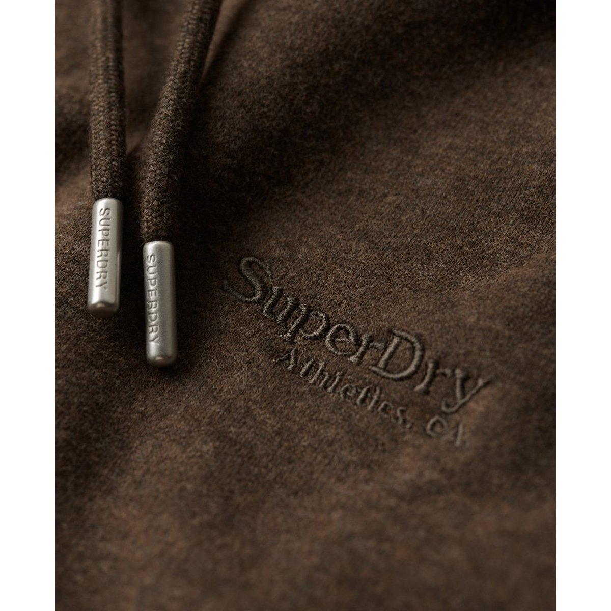 Sweat à capuche à logo Essential chocolat marron foncé chiné, SUPERDRY